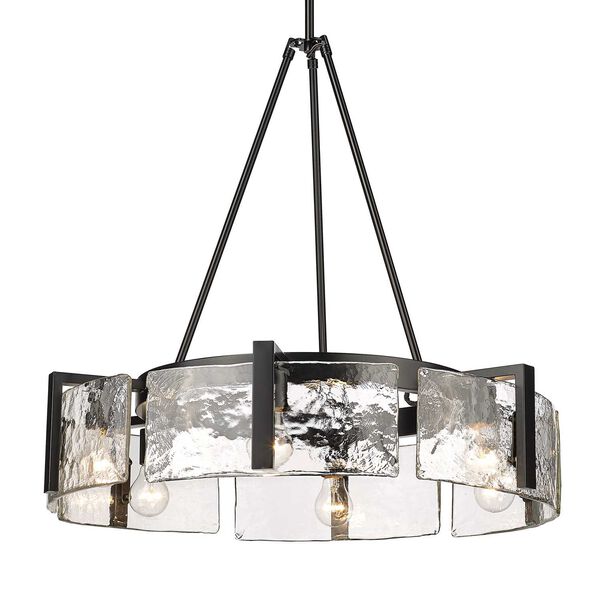 Aenon Matte Black with Hammered Water Glass Six-Light Chandelier, image 2